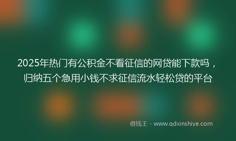 2025年热门有公积金不看征信的网贷能下款吗，归纳五个急用小钱不求征信流水轻松贷的平台