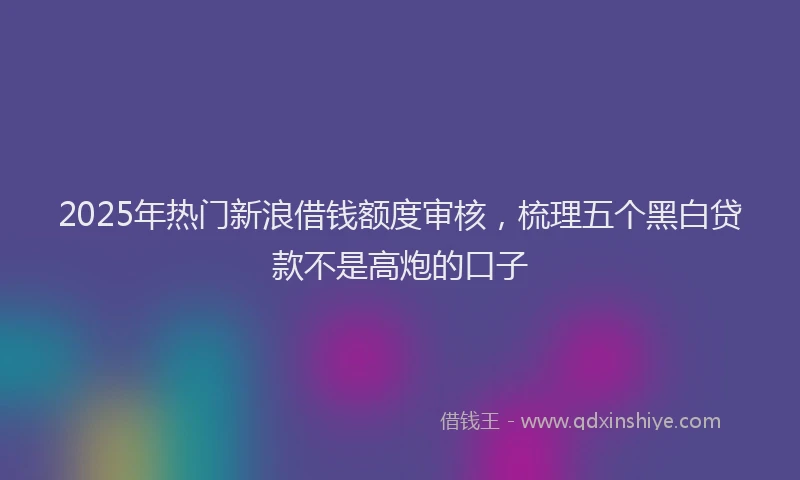 2025年热门新浪借钱额度审核，梳理五个黑白贷款不是高炮的口子