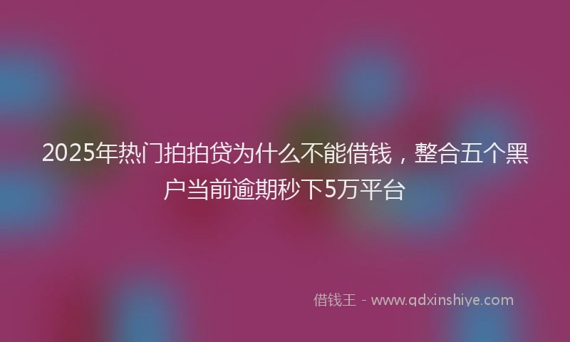 2025年热门拍拍贷为什么不能借钱，整合五个黑户当前逾期秒下5万平台