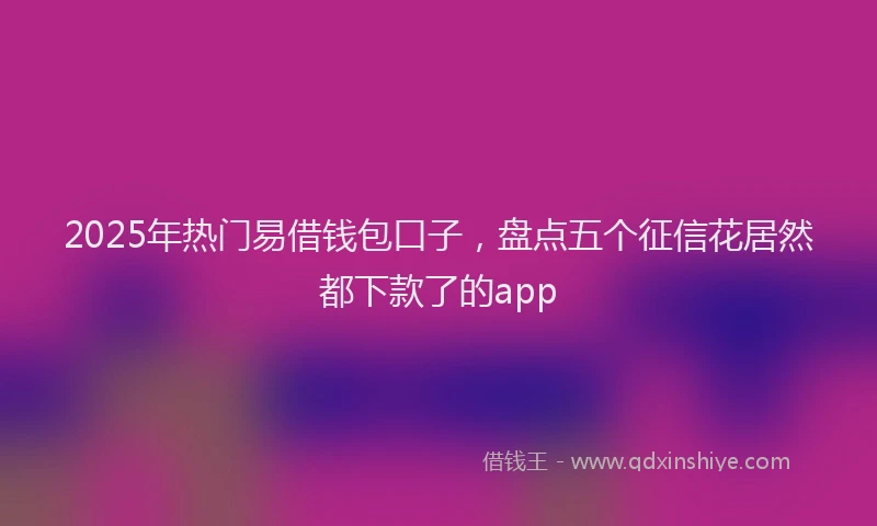 2025年热门易借钱包口子，盘点五个征信花居然都下款了的app