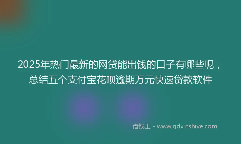 2025年热门最新的网贷能出钱的口子有哪些呢，总结五个支付宝花呗逾期万元快速贷款软件