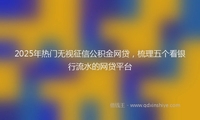 2025年热门无视征信公积金网贷，梳理五个看银行流水的网贷平台