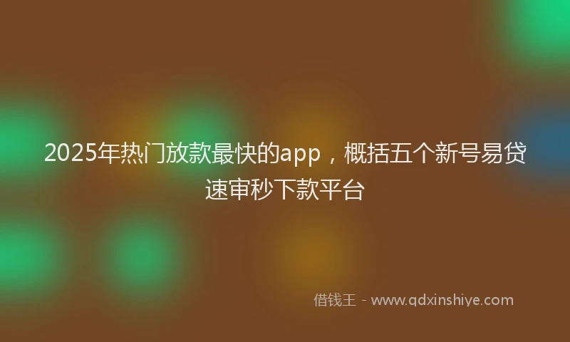 2025年热门放款最快的app，概括五个新号易贷速审秒下款平台