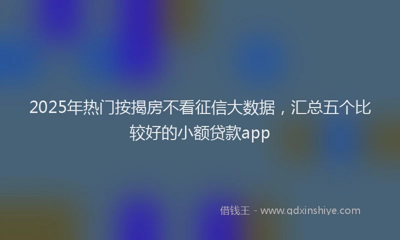 2025年热门按揭房不看征信大数据，汇总五个比较好的小额贷款app