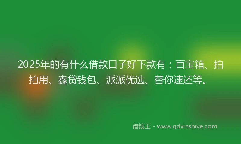 2025年的有什么借款口子好下款有：百宝箱、拍拍用、鑫贷钱包、派派优选、替你速还等。