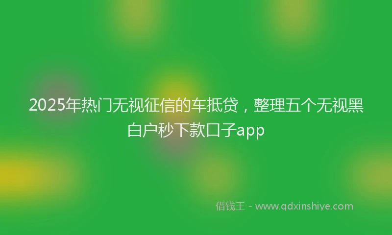 2025年热门无视征信的车抵贷，整理五个无视黑白户秒下款口子app