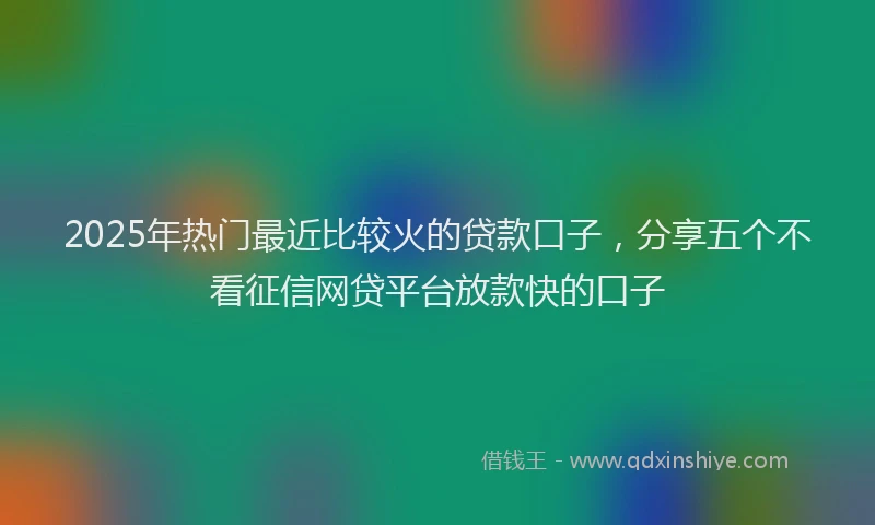 2025年热门最近比较火的贷款口子，分享五个不看征信网贷平台放款快的口子