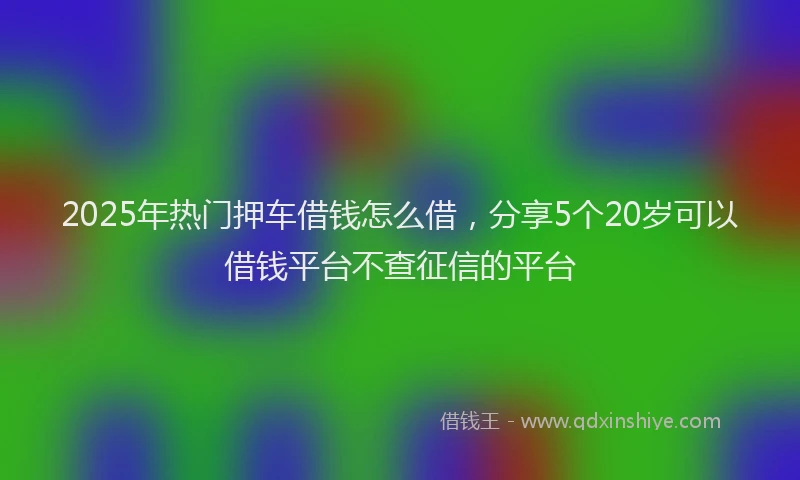 2025年热门押车借钱怎么借，分享5个20岁可以借钱平台不查征信的平台