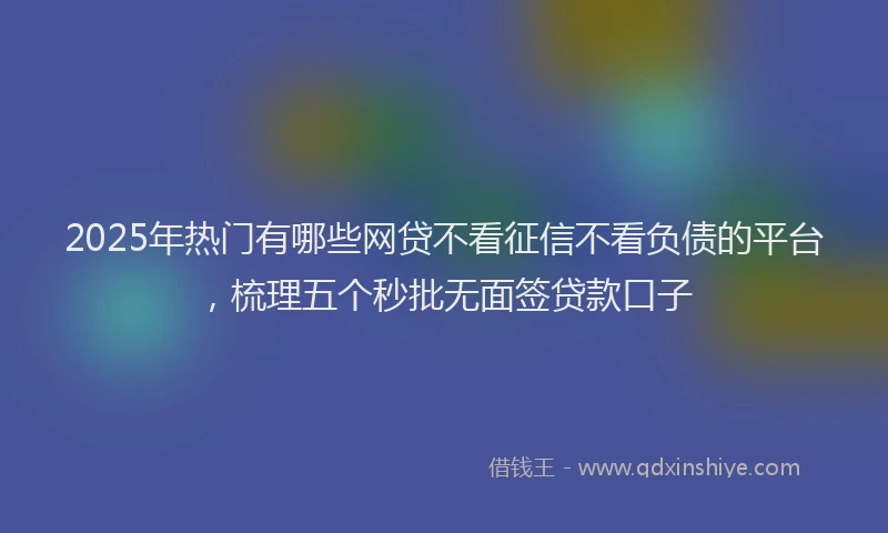 2025年热门有哪些网贷不看征信不看负债的平台，梳理五个秒批无面签贷款口子