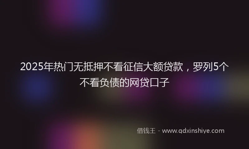2025年热门无抵押不看征信大额贷款，罗列5个不看负债的网贷口子