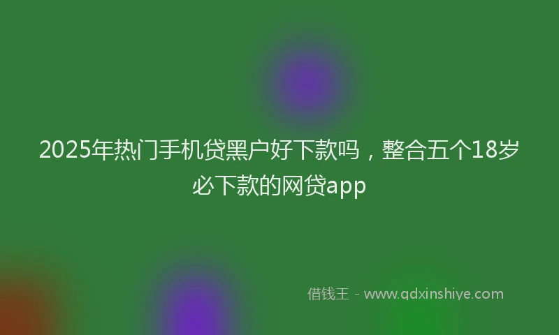 2025年热门手机贷黑户好下款吗，整合五个18岁必下款的网贷app