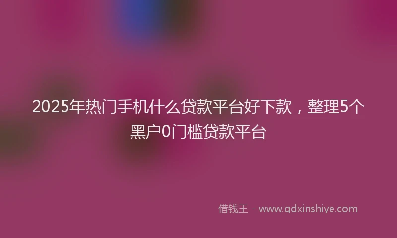 2025年热门手机什么贷款平台好下款，整理5个黑户0门槛贷款平台