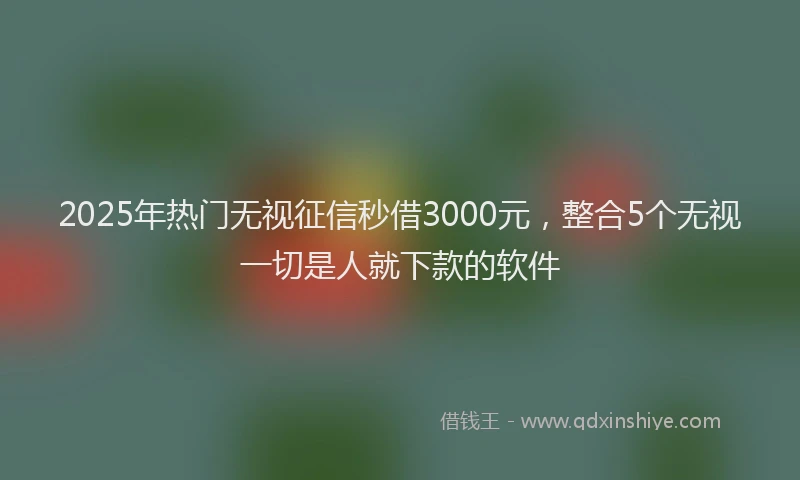 2025年热门无视征信秒借3000元，整合5个无视一切是人就下款的软件