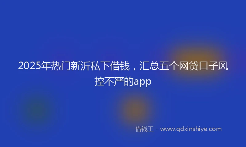 2025年热门新沂私下借钱，汇总五个网贷口子风控不严的app
