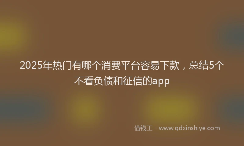 2025年热门有哪个消费平台容易下款，总结5个不看负债和征信的app