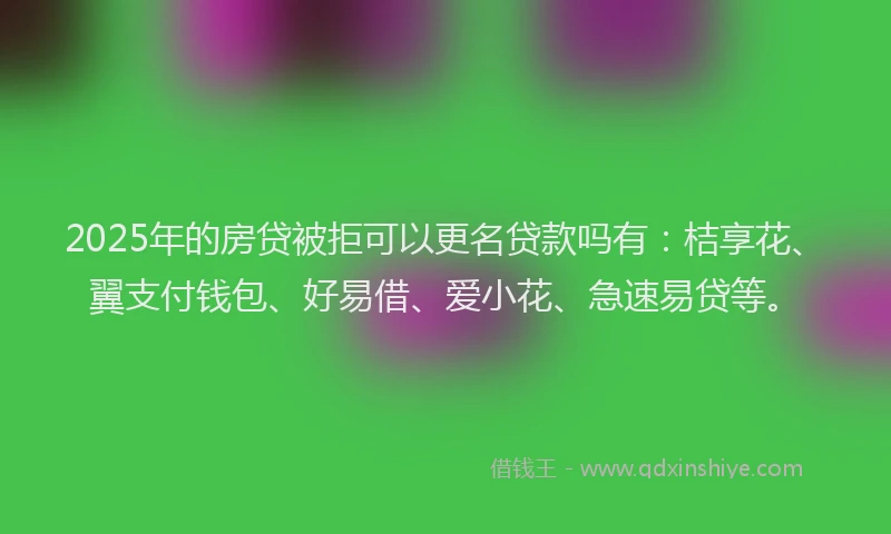 2025年的房贷被拒可以更名贷款吗有：桔享花、翼支付钱包、好易借、爱小花、急速易贷等。