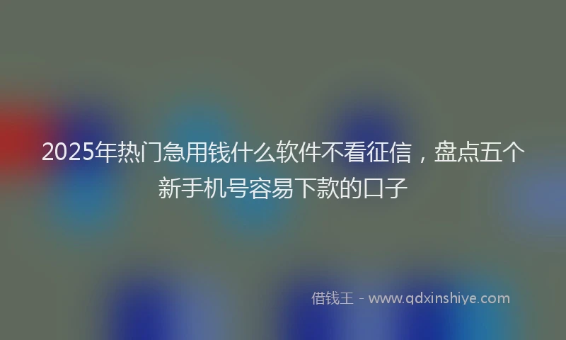 2025年热门急用钱什么软件不看征信，盘点五个新手机号容易下款的口子
