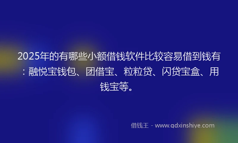 2025年的有哪些小额借钱软件比较容易借到钱有：融悦宝钱包、团借宝、粒粒贷、闪贷宝盒、用钱宝等。