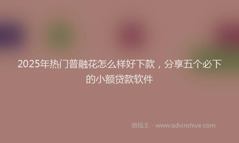 2025年热门普融花怎么样好下款，分享五个必下的小额贷款软件