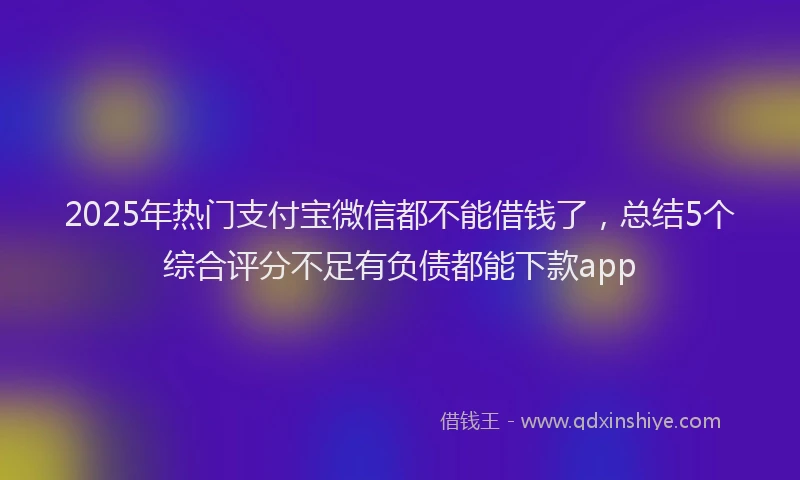 2025年热门支付宝微信都不能借钱了，总结5个综合评分不足有负债都能下款app