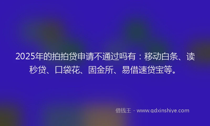 2025年的拍拍贷申请不通过吗有：移动白条、读秒贷、口袋花、固金所、易借速贷宝等。
