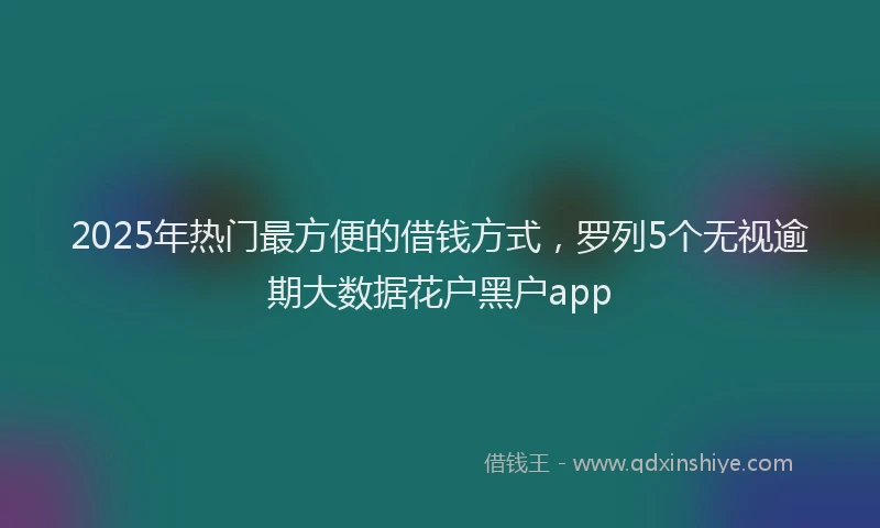 2025年热门最方便的借钱方式，罗列5个无视逾期大数据花户黑户app