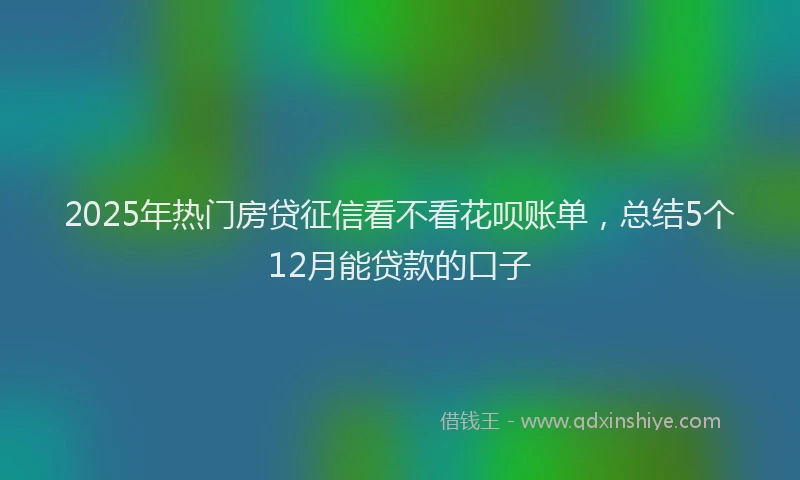2025年热门房贷征信看不看花呗账单，总结5个12月能贷款的口子