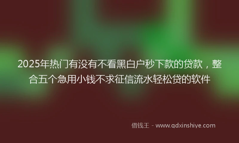 2025年热门有没有不看黑白户秒下款的贷款，整合五个急用小钱不求征信流水轻松贷的软件