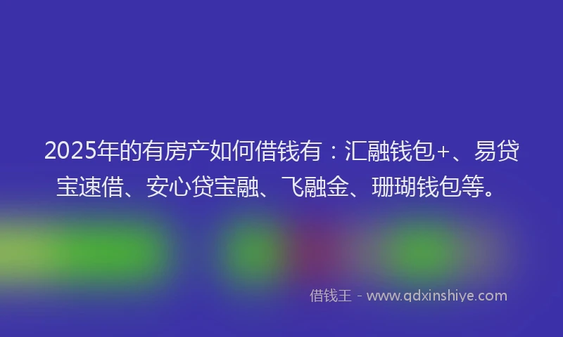 2025年的有房产如何借钱有：汇融钱包+、易贷宝速借、安心贷宝融、飞融金、珊瑚钱包等。