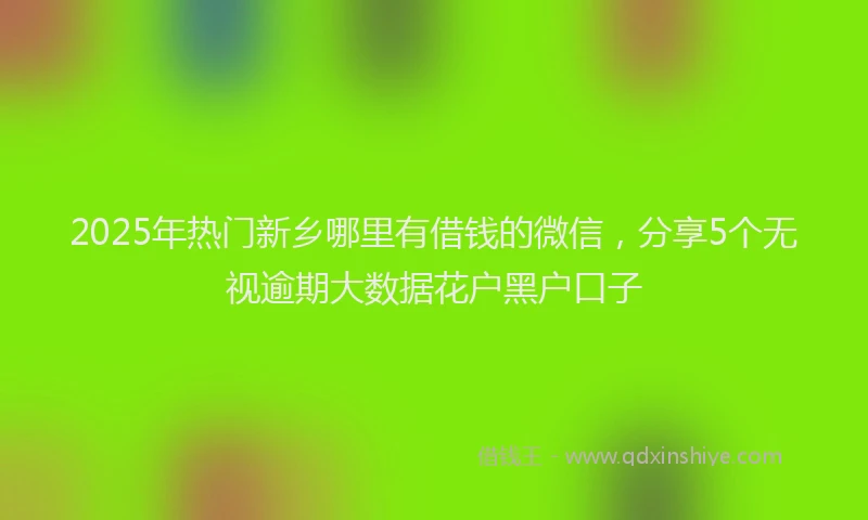 2025年热门新乡哪里有借钱的微信，分享5个无视逾期大数据花户黑户口子