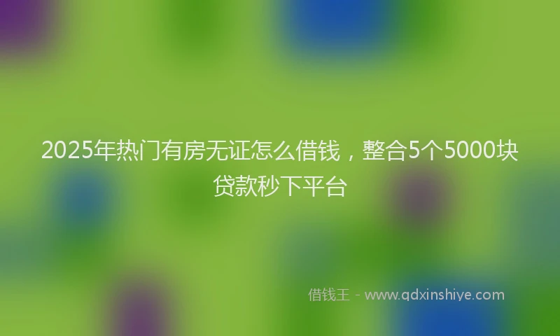 2025年热门有房无证怎么借钱，整合5个5000块贷款秒下平台