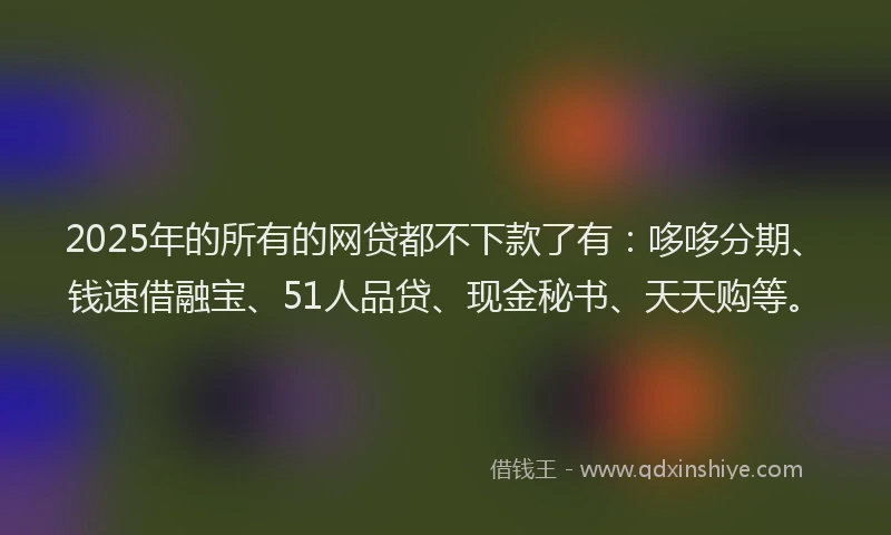 2025年的所有的网贷都不下款了有：哆哆分期、钱速借融宝、51人品贷、现金秘书、天天购等。