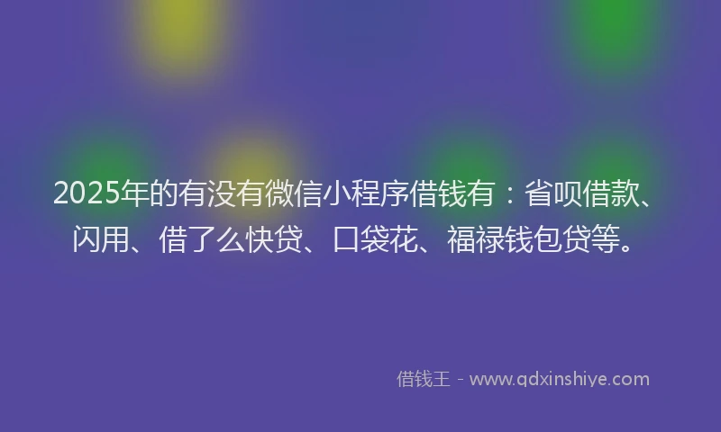 2025年的有没有微信小程序借钱有：省呗借款、闪用、借了么快贷、口袋花、福禄钱包贷等。