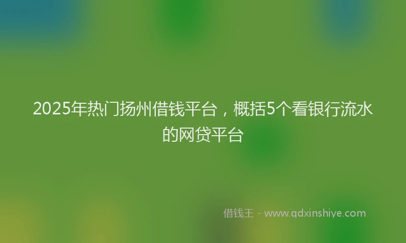 2025年热门扬州借钱平台，概括5个看银行流水的网贷平台