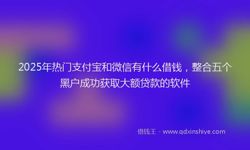 2025年热门支付宝和微信有什么借钱，整合五个黑户成功获取大额贷款的软件
