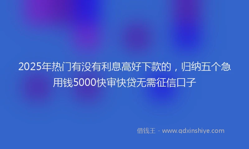 2025年热门有没有利息高好下款的，归纳五个急用钱5000快审快贷无需征信口子