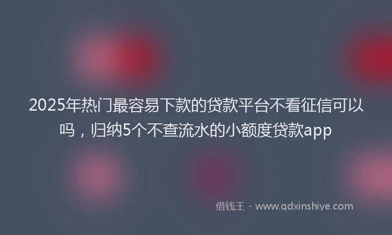 2025年热门最容易下款的贷款平台不看征信可以吗，归纳5个不查流水的小额度贷款app