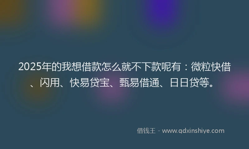 2025年的我想借款怎么就不下款呢有：微粒快借、闪用、快易贷宝、甄易借通、日日贷等。