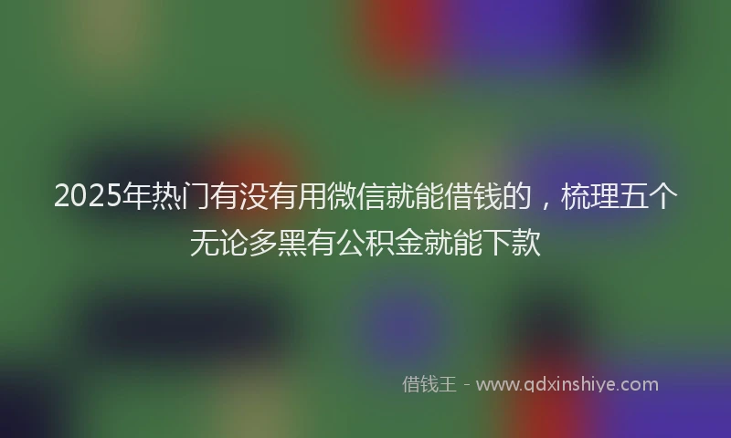 2025年热门有没有用微信就能借钱的，梳理五个无论多黑有公积金就能下款