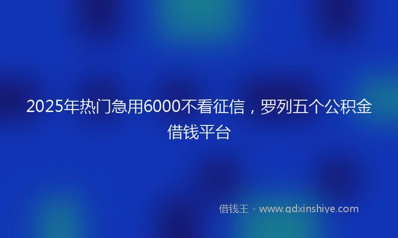 2025年热门急用6000不看征信，罗列五个公积金借钱平台