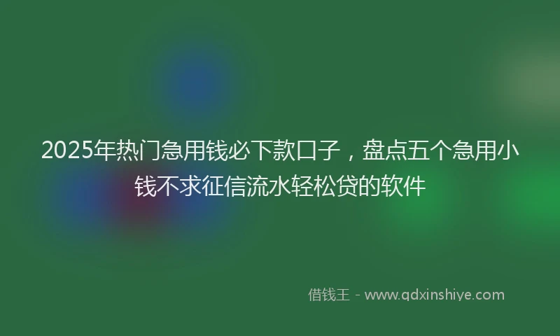 2025年热门急用钱必下款口子，盘点五个急用小钱不求征信流水轻松贷的软件