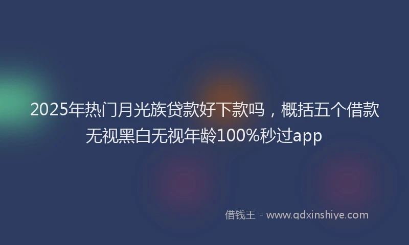 2025年热门月光族贷款好下款吗，概括五个借款无视黑白无视年龄100%秒过app