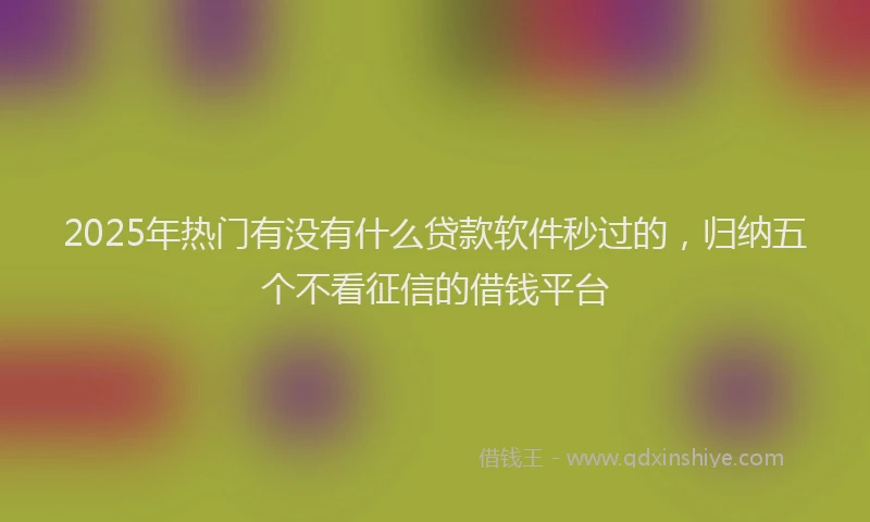 2025年热门有没有什么贷款软件秒过的，归纳五个不看征信的借钱平台