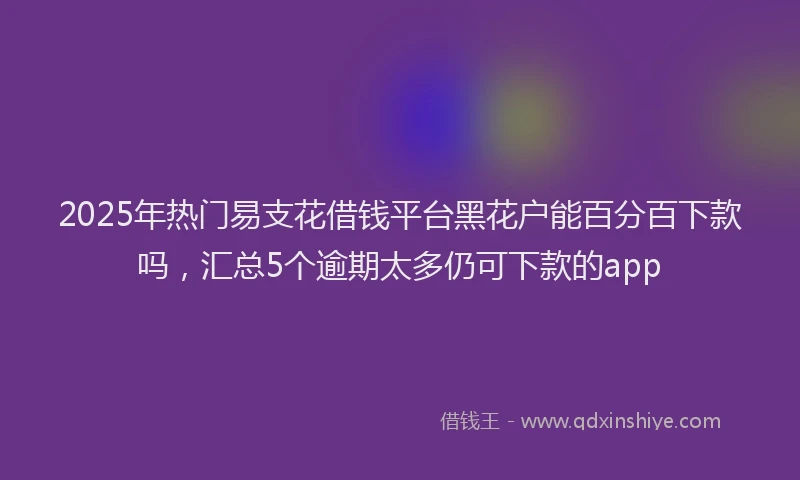 2025年热门易支花借钱平台黑花户能百分百下款吗，汇总5个逾期太多仍可下款的app