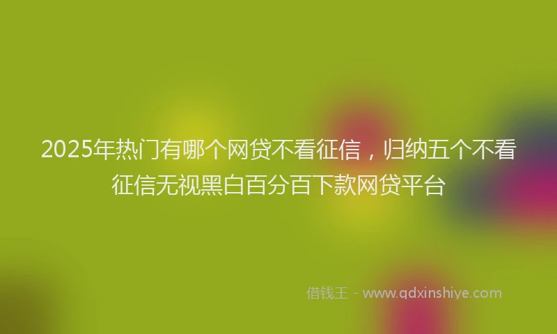 2025年热门有哪个网贷不看征信，归纳五个不看征信无视黑白百分百下款网贷平台