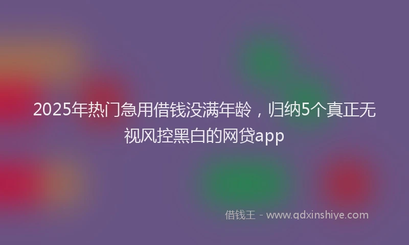 2025年热门急用借钱没满年龄，归纳5个真正无视风控黑白的网贷app