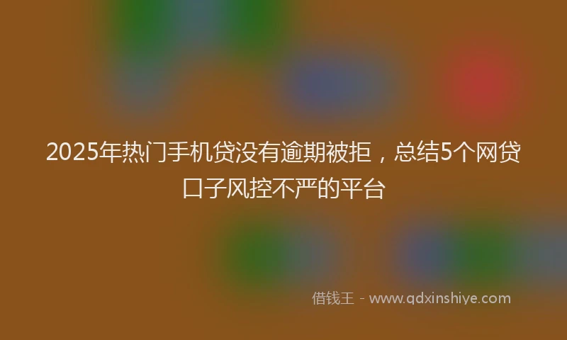 2025年热门手机贷没有逾期被拒，总结5个网贷口子风控不严的平台