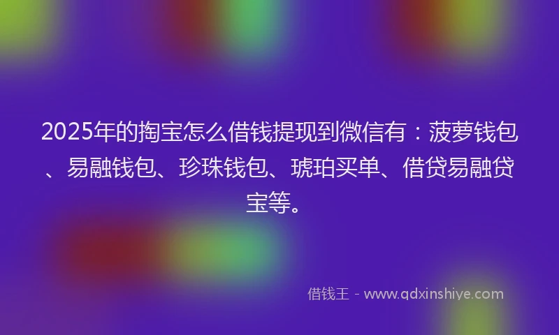 2025年的掏宝怎么借钱提现到微信有：菠萝钱包、易融钱包、珍珠钱包、琥珀买单、借贷易融贷宝等。