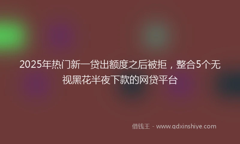 2025年热门新一贷出额度之后被拒，整合5个无视黑花半夜下款的网贷平台