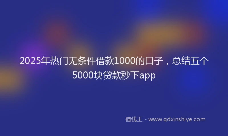 2025年热门无条件借款1000的口子，总结五个5000块贷款秒下app